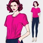 fuchsia short-sleeved top image